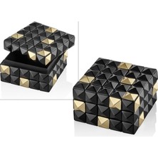 Lamedore Dekoratif Kutu Gold Siyah 13X13X8 cm 1EV-24011S