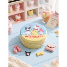 Gifi Kuromi & Hello Kitty Lisanslı Mini Metal Yuvarlak Kutu Takı Kutusu