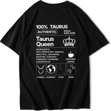 Brz Collection Unisex Oversize Taurus (Boğa Burcu) T-Shirt Siyah