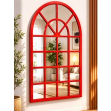 Bmd Mobilya Dekoratif Kırmızı Pencere Duvar Aynası 70X123 cm | Modern Salon, Antre ve Hol Aynası