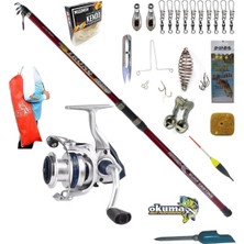 Okuma Aria-8000a Remixon Strong Tele Surf 420cm 100-250gr Profesyonel Sazan Kıyı Olta Takımı Seti