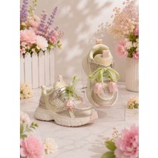 Rocky Sport Rose Ortopedik Çocuk Genç Bağcıklı Cırtlı Günlük Casual Sneaker Çiçekli Ayakkabı