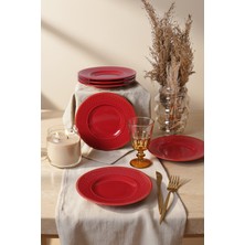 Keramika Kırmızı Rice Pasta Tabağı 21 cm 6 Adet 506