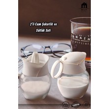 Muf Home 2'li Cam Şekerlik ve Sütlük Seti - Pratik Kapaklı Kahve Yanı Sunum Seti Kahve Sütlüğü Seti - Sosluk- Bpa Içermez  (2x 210ML Hacim)