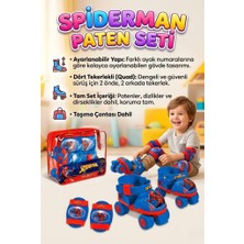 Farbu Oyuncak Örümcek Adam 4 Tekerlekli Quad Dizilimli Ayarlanabilir Çocuk Paten & Koruyucu Set