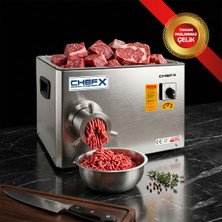 Chef Profesyonel Ev Tipi Et Kıyma Makinesi - 12 No Plus 0,55 Kw, Paslanmaz Çelik, Sucuk Aparatı Hediyeli