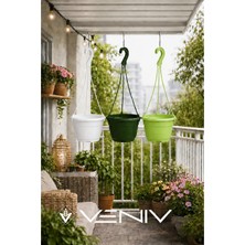 Veniv 3 Adet Askılı Dekoratif Saksı - Askılar Dahil- 18 cm x 12 cm