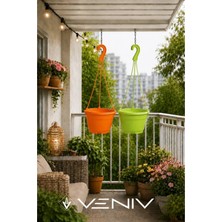 Veniv 2 Adet Askılı Dekoratif Saksı 18 cm Çap Yükseklik 12 cm