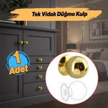 Badem10 Misket Düğme Gold Altın Renk (1 Adet) Mobilya Dolap Dolabı Çekmece Kapak Kulbu Kulp Kulplar