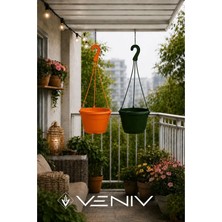 Veniv 2 Adet Askılı Dekoratif Saksı 18 cm Çap Yükseklik 12 cm