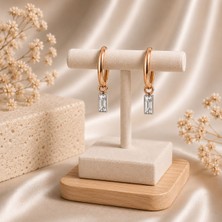 Hotchic Hotchıc Rose Gold Baget Taşlı Halka Küpe