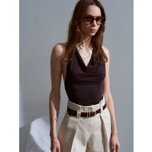 Dilvin 32973 Degaje Yaka Top-Koyu Kahve