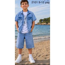 Beruflic 5/12 Yaş Kot(Denim) Kumaş Tişörtlü Çocuk Takımı