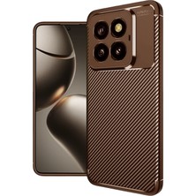 TeknoKapsül Mi 14T Kılıf Auto Focus Karbon Kapak - Kahverengi