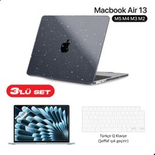 Z-Mobile Macbook Air 13" M5 M4 M3 M2 Koruyucu Kılıf A2681 A3113 A3240 A3449 Tam Uyumlu Set Kılıf Kapak Ekran ve Klavye Koruyucu Simli Siyah