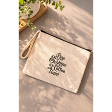 Shu Coffee Rise & Shine It's Coffee Time Bez Makyaj Çantası – Kahve Temalı Fermuarlı Bez Organizer