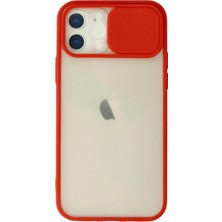 TeknoKapsül Iphone 12 Kılıf Palm Buzlu Kamera Sürgülü Silikon - Kırmızı