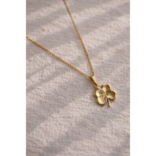 Owentis Çelik Gold Vintage Model Klasik Yonca Kolye -Kararma Yapmaz-