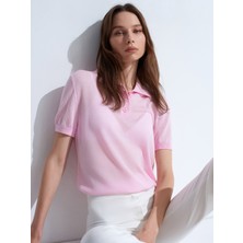 Dilvin 10871 Lyocell Karışımlı Polo Yaka Bluz-Toz Pembe