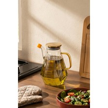 Porsima YH003 Metal Kapaklı Vakumlu Ölçekli Borosilikat Cam Yağdanlık - Sızdırmaz Yağlık Sirkelik 900ML