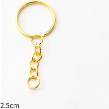 İğne İzi 100 Adet Toptan Fiyatına Zincirli Yuvarlak 2.5cm Anahtarlık Halkası ve Takı Kancası 1.kalite Gold Renk – Anahtarlık