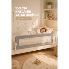 Wumboo 150 cm Yatak Bariyeri - Güvenlik Bariyeri Koruyucu Bariyer,bebek Bariyeri Büyük Boy-Gri