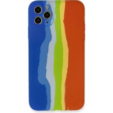 TeknoKapsül Iphone 11 Kılıf Ebruli Lansman Silikon - Mavi-Turuncu