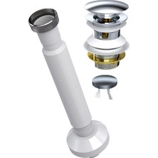 Suera Magic Pipe Körüklü Gider Borusu + Qualis Pop-Up Set (Zamak - Taşma Delikli)