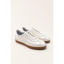 VARNAS Erkek Ekru Hakiki Deri Bağcıklı Sneaker Kauçuk Taban Günlük Casual Ayakkabı – Tempura