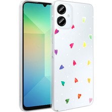 Cepustik Telefon Aksesuarları Galaxy A06 Kılıf Şeffaf Figürlü Folk Sert Kılıf Kalp