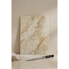 Khakma Marblecream Cam Kesme Tahtası – 25X35 cm | Krem Mermer Desenli Temperli Cam Kesme Tahtası