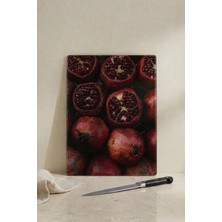 Khakma Pomegranateart Cam Kesme Tahtası – 25X35 cm | Nar Desenli Temperli Cam Kesme Tahtası