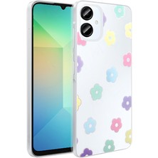 Cepustik Telefon Aksesuarları Galaxy A06 Kılıf Şeffaf Figürlü Folk Sert Kılıf Papatya