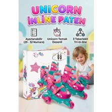 Farbu Oyuncak Unicorn Temalı 3 Tekerlekli Tri-Inline Alıştırma Pateni - Ayarlanabilir Çocuk Pateni