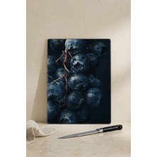 Khakma Blueberrymood Cam Kesme Tahtası – 25X35 cm | Yaban Mersini Desenli Temperli Cam Kesme Tahtası