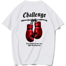 Brz Collection Unisex Oversize Boxing T-Shirt (Beyaz)