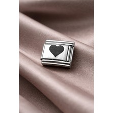 TeknoKapsül Çelik Charm – Parlak Çelik Bileklik Aksesuarı | Sevgi Temalı Modüler Charm