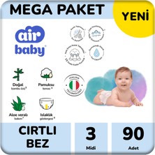 Air Baby Mega Paket Midi Bebek Bezi 3 Numara 90 Adet 4-9 kg