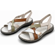 Patron Shoes Kadın Ortopedik Taban Günlük Rahat Sandalet Çapraz Bantlı Yumuşak Taban Konforlu Yazlık Sandalet