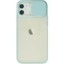 TeknoKapsül Iphone 12 Kılıf Palm Buzlu Kamera Sürgülü Silikon - Turkuaz