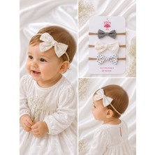 Joinkidz Bebek Saç Bandı Ekru Fiyonk 3'lü Set - (0-3 Yaş)