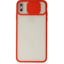 TeknoKapsül Iphone Xs Kılıf Palm Buzlu Kamera Sürgülü Silikon - Kırmızı
