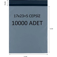 Cac Plastik Gri Renk 17*23+5 Cepsiz Baskısız ve Dayanıklı Kargo Poşeti 10000 Adet