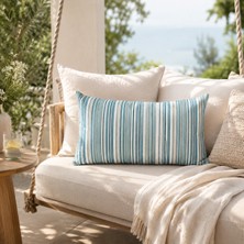Stelo de Maro Breeze Çizgili Kırlent Kılıfı - Mavi/krem 30X50 cm