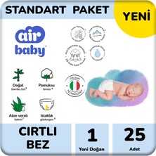 Air Baby Standart Paket Yeni Doğan Bebek Bezi 1 Numara 25 Adet 2-5 kg
