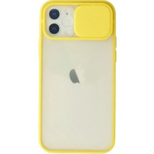 TeknoKapsül Iphone 12 Kılıf Palm Buzlu Kamera Sürgülü Silikon - Sarı
