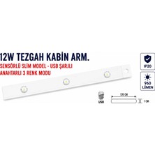 Lampist 120CM Beyaz 12W 3 Renk USB Şarjlı Pilli Sensörlü Armatür
