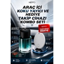 Neffo Şarjlı Araç Içi Akıllı Parfüm Difüzörü + Hediye Takip Cihazı | USB Şarjlı Ortam Kokulandırıcı Premium Araç Kokusu