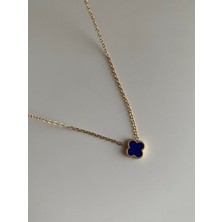 Owentis Çelik Gold Akik (Lacivert) Ikonik Tek Motif Kolye -Kararma Yapmaz-