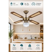 Speentech Baleno 4 Kanatlı Ahşap Tavan Vantilatörü 20-25 m² Alanlar İçin Sessiz Çalışma ve LED Aydınlatma